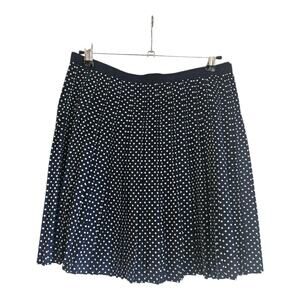 J. Crew Size 4 Navy Blue White Polka Dot Stitched Down Accordion Pleated Skirt